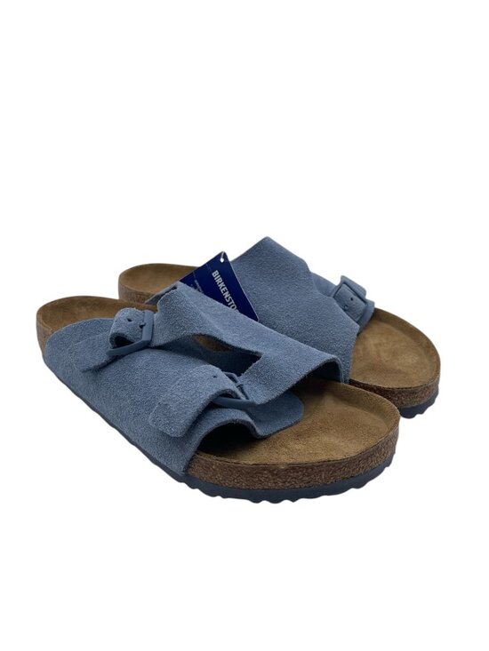 New Birkenstock Zurich Suede Leather Sandals Men’s 11 Blue slides shoes arizona main image 6